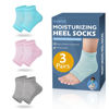 Picture of TEAWOO 3 Pairs Moisturizing Heel Socks for Cracked Heel Treatment, Foot Care Toeless Socks to Soften and Hydrate Dry Cracked Feet Heels, Cracked Heel Repair Socks, Gel Socks for Dry Cracked Feet