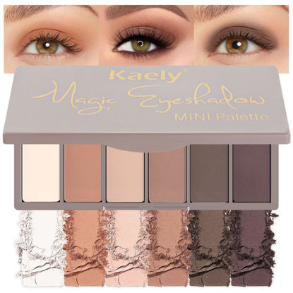 Picture of 6 Color Eyeshadow Makeup Palette, 6 White Nude Dark Nude Brown Dark Brown Red Brown Eyeshadows Palette, Everyday Velvety Matte Finish Eye Makeup Looks, Travel Friendly Size, Built-in Mirror 10#