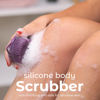 Picture of MainBasics Exfoliating Silicone Body Scrubber Pro 2-in-1 Shower Scrubber for Body, Silicone Loofah and Body Exfoliator (Purple, Body + Exfoliate)