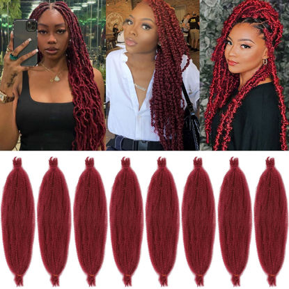 Picture of 24 Inch Pre-Separated Springy Afro Twist Hair 8 Packs Wine Red Spring Twist For Butterfly Soft Locs Crochet Braiding For Women Marley Twist Crochet Braids Hair Extension (8 Strands/Pack,BUG#)