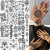 Picture of Bilizar 32 Sheets 89+ PCS Black Lotus Temporary Tattoos For Women Hands Adults Underboob, Tribal Indian Elephant Skull Snake Fake Tattoos, Bulk Bohemia Butterfly Tattoo Kit Sets Mandala Flower Moon