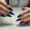 Picture of Navy Blue Press on Nails Almond Medium, Pure Color Glossy Fake Nails Press Ons Almond Shape, Stick on Nails for Women and Girls Daily Wear in 24PCS