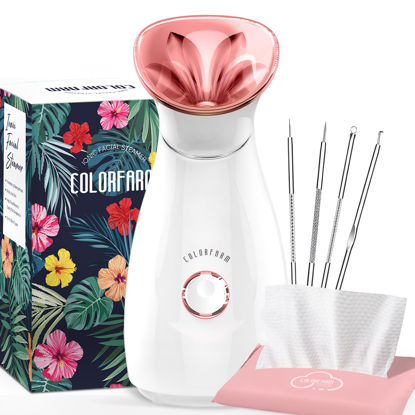 Picture of Colorfarm Facial Steamer Nano Ionic: Face Steamer Deep Cleaning Unclogs Pores - Humidifier Hot Mist Home Sauna Spa for Women Men Sinuses Moisturizing