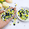 Picture of Briskbloom 60g Mix Pearls and Rhinestones for Crafts, 3620PCS 2mm-10mm Flatback Pearl Rhinestones for Nails Face Art Tumblers, Jelly Rhinestones and Half Pearls, Yellow|Black|White