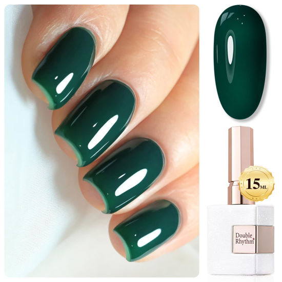 Picture of Double Rhythm 15ML Gel Polish Jelly Sheer Pastel Light Milky Color 1 PC 0.53 OZ Bottle UV Nail Polish Art Salon at Home for Women (Deep Green-B-A1460)