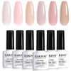 Picture of RARJSM Nude Gel Nail Polish Sheer Jelly Gray Pale Pink Gel Polish Set of 6 Transparent Colors Clear Light Brown Gray Purple Neutral Nuded Nail Varnish LED UV Curing Requires 7.5ml for Home Salon