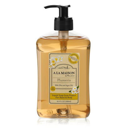 Picture of A LA MAISON French Liquid Hand Soap, Plumeria - Natural Hand Wash Made with Essential Oils - Biodegradable, Plant-Based, Vegan, Cruelty-Free, Alcohol & Paraben Free (16.9 oz, 1 Pack)