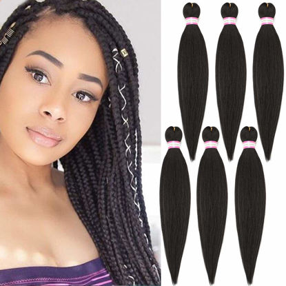 Picture of Dorsanee Dark Brown Braiding Hair Pre Stretched 20 Inch 6 Packs Braiding Hair Extensions for Crochet Box Braids Twists Locs Hair Itch Free Soft Yaki Texture Hot Water Setting (20inch,#4)