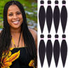 Picture of Black Braiding Hair Pre Stretched 20 Inch 8 Packs Braiding Hair Extensions for Crochet Box Braids Twists Locs Hair Itch Free Soft Yaki Texture Hot Water Setting (20inch,#1)