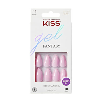 Picture of KISS Gel Fantasy, Press-On Nails, Nail glue included, 'No Regrets', Light Pink, Medium Size, Almond Shape, Includes 28 Nails, 2g Glue, 1 Manicure Stick, 1 Mini file