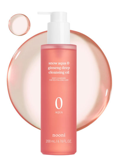 Picture of NOONI Facial Cleanser - Snow Aqua 0 Ginseng Deep Cleansing Oil | Makeup Blackhead Remover, Pore Care Control, Glass Skin, Helps Control Sebum, Revitalizing Care, 6.76 FL.Oz (200 ml)