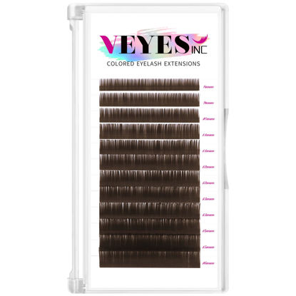 Picture of VEYES INC Colored Lash Extensions 03 05 07 15 C/D Curl 8-16mm Mixed Length Tray, Premium Individual Silk Eyelashes, Professional Supplies for Lash Techs (Dark Latte Brown 0.07 D 8-16mm)