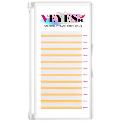 Picture of VEYES INC Colored Lash Extensions 03 05 07 15 C/D Curl 8-16mm Mixed Length Tray, Premium Individual Silk Eyelashes, Professional Supplies for Lash Techs (White 0.07 D 8-16mm)