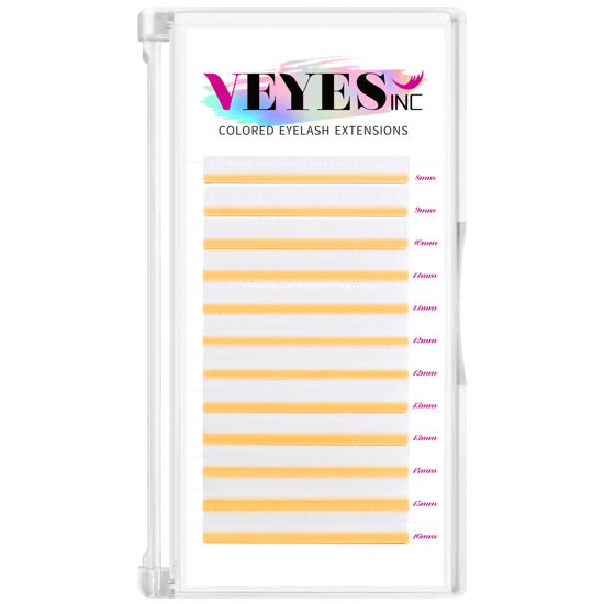 Picture of VEYES INC Colored Lash Extensions 03 05 07 15 C/D Curl 8-16mm Mixed Length Tray, Premium Individual Silk Eyelashes, Professional Supplies for Lash Techs (White 0.07 D 8-16mm)