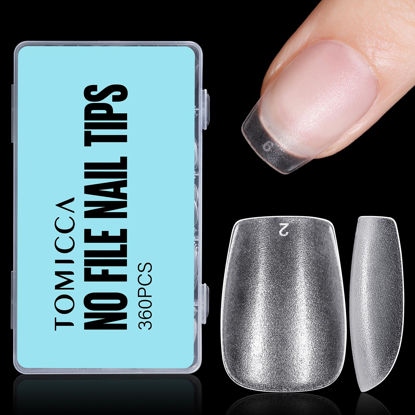Picture of TOMICCA Extra Short Coffin Nail Tips, 360Pcs Extra Short Nail Tips Full Matte Soft Coffin Nails Tips, Fake Acrylic Coffin Nail Tips for Dip Powder Gel Polish 15 Sizes