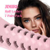 Picture of JIMIRE Half Lashes with Clear Band Cat-Eye Lashes Fluffy Wispy Accent False Eyelashes Natural Look Handmade Soft DIY Cluster Lashes Pack 7 Pairs