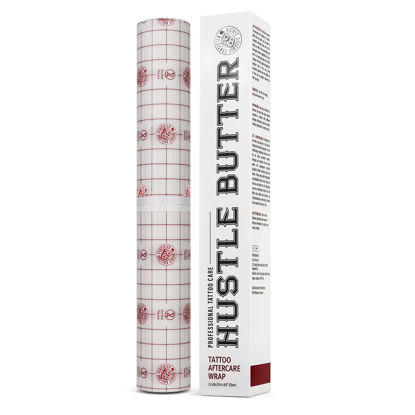 Picture of Hustle Butter Second Skin Tattoo Wrap - 9.8 Inches x 2.2 Yards - Transparent Adhesive Roll - Easy Removal, Mess-Free Body Art Wrap - Breathable & Latex-Free - for Medium Tattoo Aftercare