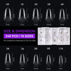 Picture of Gelike ec Short Almond Nail Tips: 240PCS Soft Gel Tips for Almond Shaped Full Cover Gel X Nail Tips Pre Etched - PMMA Resin Clear False Nails 10 Sizes