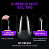 Picture of Gelike ec Short Almond Nail Tips: 240PCS Soft Gel Tips for Almond Shaped Full Cover Gel X Nail Tips Pre Etched - PMMA Resin Clear False Nails 10 Sizes