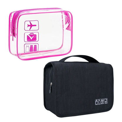 Picture of Lcsmaokin Large Capacity Toiletry Bag Travel Bag with Hanging Hook for Men and Women Waterproof Travel Cosmetic Bag Bathroom Bag,with TSA Approved Zippers Clear Travel Makeup Bag Carry-on
