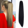 Picture of OMGREAT Claw Ponytail Hair Extension One Piece Cute Clip in on Ponytail Jaw/Claw Synthetic Straight Curly Hairpieces 21" Straight Dark Black