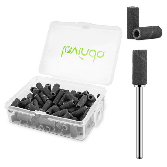 Picture of Lavinda Small Sanding Bands Nail Drill Bit, 80 Piece Extra Fine Sanding Bands for Nail Drill with 3.1mm Mandrel Bit for Acrylic Nails Gel Removing Shaping Polishing Nail Salon Use (240 Grit, Black)