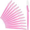 Picture of 12 Pcs Eyebrow Razors, Face Razors Multipurpose, Exfoliating Dermaplaning Tools, Eyebrow Trimmers Shaver with Safety Cover, Facial Hair Removal for Women Men Body Use (Pink)