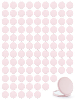 Picture of Getinbulk Compact Mirror Bulk, Set of 100 Double-Sided 1X/2X Magnifying Metal Pocket Makeup Mirrors(Round, Pink Marshmallow)