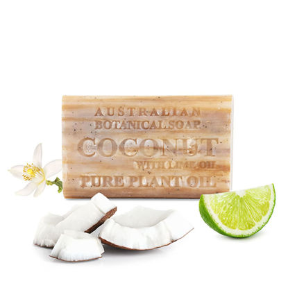 Picture of Australian Botanical Soap, Coconut with Lime Oil 6.6 oz. (187 g) Soap Bar | Natural Soap Base | All Skin Types | Women & Men | Shea Butter Enriched Bar Soap - Pack of 1