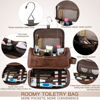 Picture of Elviros Toiletry Bag, Mens Leather Travel Organizer Kit with hanging hook, Large Water-resistant Toiletries Bathroom Shaving Bags for Women (Large, Dark Brown)
