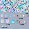 Picture of Sinyanail 3D Flower Nail Charms Set,150pcs Mixed Size Camellia Rose Resin Charms,150pcs Mixed Size and Color Leaves,100pcs Round White Pearl Beads for Nail Accessories Nail Art (12-Rose-3Blue)