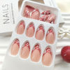 Picture of Valentine'S Day Press on Nails Medium Length Almond Fake Nails with Cute Mushroom Heart Designs Red French Tip Glue on Nails Valentines Day Nails Press ons Nude Full Cover False Nails for Women 24 Pcs
