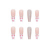 Picture of Valentine'S Day Press on Nails Long Coffin Fake Nails White French Tip Lines Glitter Designs Red Heart False Nails Press ons Valentine's Day Glue on Nails for Women Girls 24 Pcs