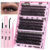Picture of Eyelash Extension Kit Fluffy Thick Volume Lash Extension Kit 14-20mm D Curl Mink Lash Clusters 240pcs Individual Lashes Kit with Bond and Seal and Lash Applicator DIY at Home for Beginner by Yawamica