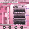 Picture of Eyelash Extension Kit Fluffy Thick Volume Lash Extension Kit 14-20mm D Curl Mink Lash Clusters 240pcs Individual Lashes Kit with Bond and Seal and Lash Applicator DIY at Home for Beginner by Yawamica