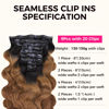 Picture of Lashey Seamless Clip in Hair Extensions Human Hair 130g 9pcs 14 Inch Body Wave Ombre Natural Black to Medium Auburn Clip in Hair Extensions for Women