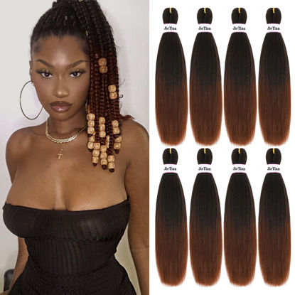 Picture of Liang Dian Pre Stretched Braiding Hair Ombre 12 Inch 8 Packs Synthetic Crochet Braids Hot Water Setting Professional Soft Yaki Texture Synthetic Hair Extensions(12 Inch 1B/30)