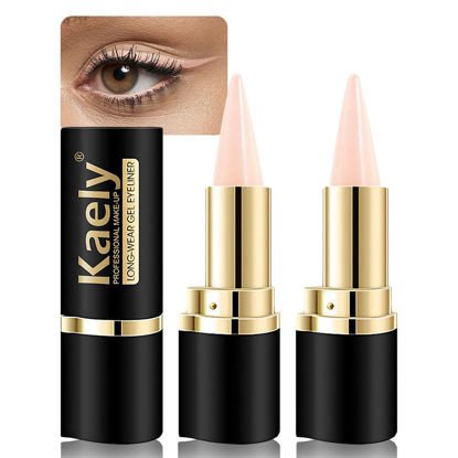 Picture of evpct 2Pcs Bright Nude Gel Eyeliner Pencil Eye Black Face Paint Stick Makeup Set Waterproof Matte Cream Crayon Eyeliner Pencil Set Cat Eye Liners Eyeshadow Guide delineador de ojos contra el agua