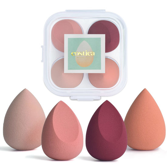 Picture of COSTICA Makeup Sponge Set Blender, Beauty Sponge Makeup Blender Flawless for Liquid - Multi Colored 4 pcs Rose Series
