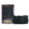 Picture of SILKIE x4 Set 100% Pure Mulberry Silk Green Skinny Scrunchies Travel Pouch Everyday Hair Ties Elastics Hair Care Ponytail Holder No Damage (Emerald)