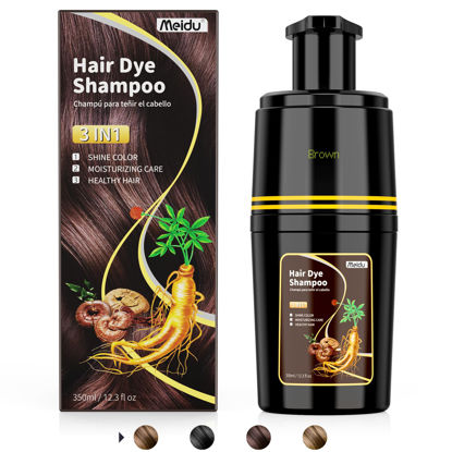 Picture of Brown Hair Dye Shampoo 3 in 1, Hair Color Shampoo for Cover Grey Hair, Natural Hair Dye Shampoo with Herbal Ingredient for Men and Women (MEIDU Brown)