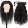 Picture of Aiterina Headband Wig Human Hair Kinky Curly for Black Women Curly Human Hair Wigs Briazilian Curly Scarf Wig No Gel Remy Hair None Lace Front Machine Made Wigs Human Hair 16 inch Natural Color