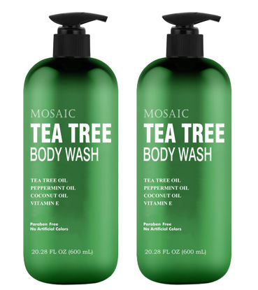 Picture of AnatoliaDaphne Tea Tree Body Wash and Shower Gel with Vitamin E for Jock Itch, Eczema, Ringworm, Body Odor, Body Wash Women & Men with Added Body Oils,LARGE 20.2 FL Oz Bottle (Tea Tree, Pack of 2)
