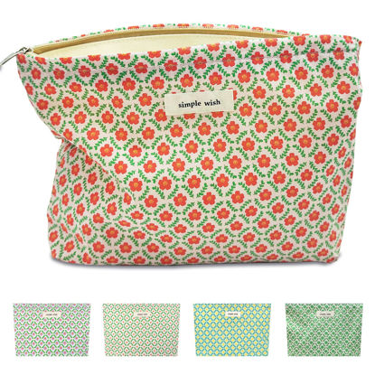 Picture of STARDW Flower Cosmetic Bags Makeup Bags for Women,Travel Makeup Bag Large Capacity Canvas Makeup Bag,Makeup Organizer Bag Zipper Pouch (Red Floral)