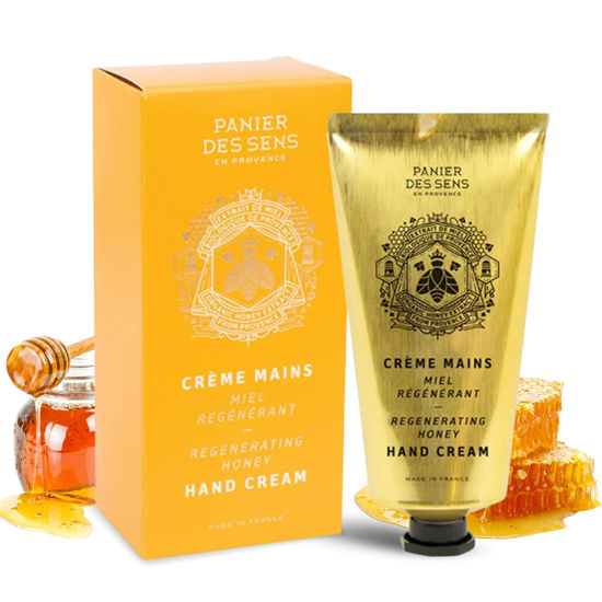 Picture of Panier des Sens - Hand Cream for Dry Cracked Hands - Hand Lotion with Honey & Shea Butter - Vitamin E Skin Moisturizer with 97% Natural Ingredients - Made in France, 2.5 fl oz