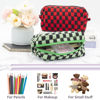 Picture of PAZIMIIK Checkered Makeup Bag for Purse Portable Zipper Make Up Pouch Small Cosmetic Case for Travel Accessories (Green Black)