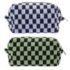 Picture of PAZIMIIK Checkered Makeup Bag for Purse Portable Zipper Make Up Pouch Small Cosmetic Case for Travel Accessories (2PCS Green Blue)