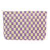 Picture of PAZIMIIK Knitted Checkered Makeup Bag Large Zipper Make Up Accessory Pouch for Purse Cosmetic Brush Bag for Travel Essential,Purple