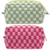 Picture of PAZIMIIK Checkered Makeup Bag for Purse Portable Zipper Make Up Pouch Small Cosmetic Case for Travel Accessories (2PCS Hotpink Light Green)