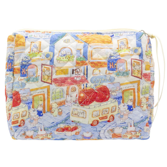 Picture of PAZIMIIK Cotton Makeup Bag for Women Large Quilted Travel Cosmetic Pouch Girls' Make Up Organizer,Little Bunny